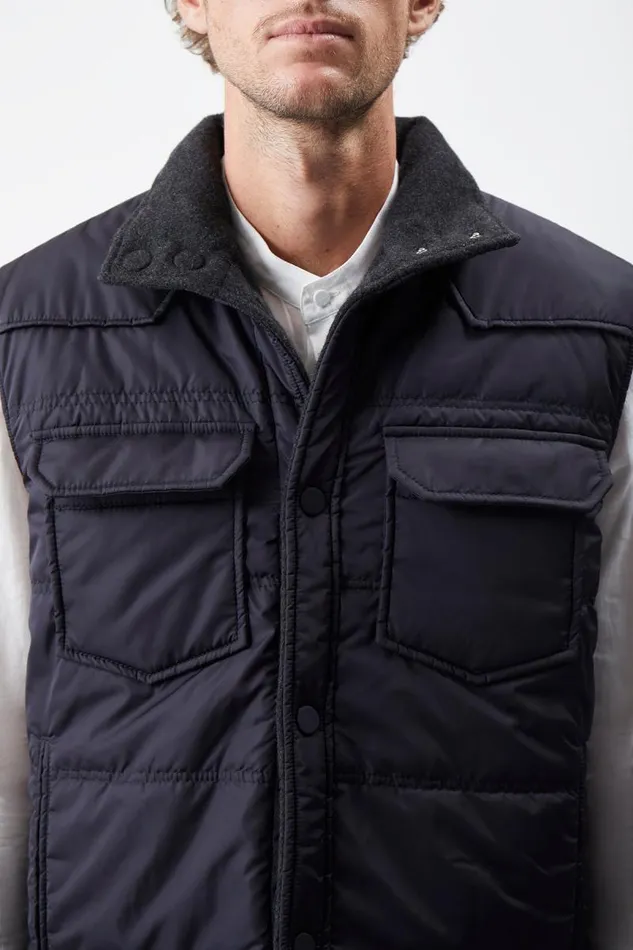 Gabriela Hearst Jackets and Outerwear Men Clay Reversible Puffer Vest In Charcoal Cashmere And Nylon