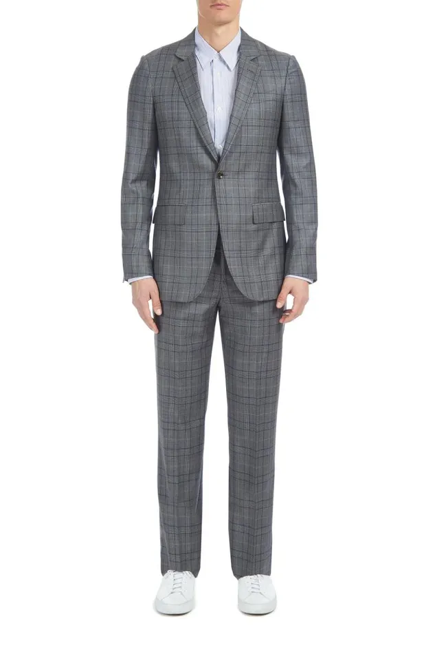 Gabriela Hearst Jackets and Outerwear Men Damien Jacket In BlueGrey Check Virgin Wool