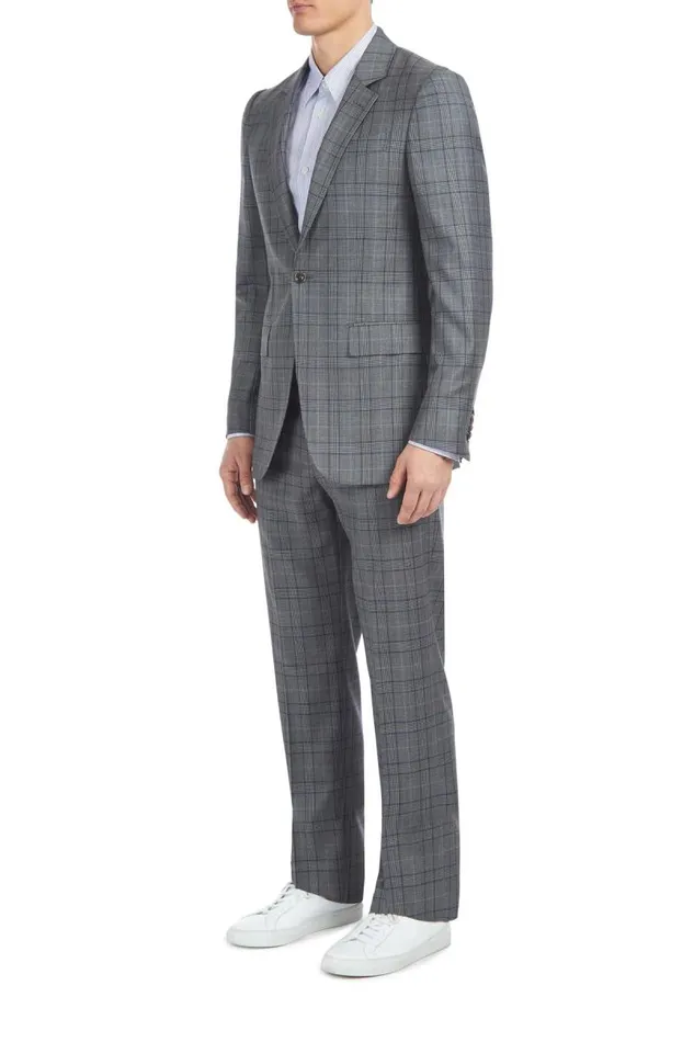 Gabriela Hearst Jackets and Outerwear Men Damien Jacket In BlueGrey Check Virgin Wool