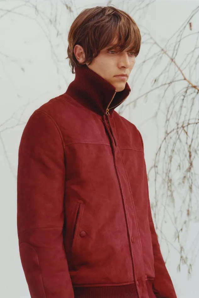 Gabriela Hearst Jackets and Outerwear Men Matthieu Jacket In Deep Bordeaux Suede