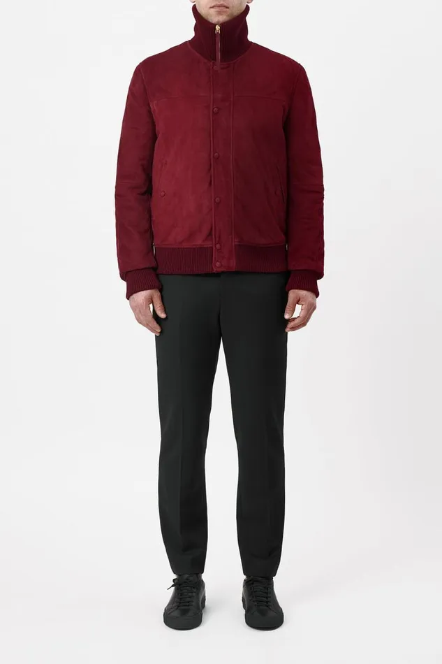 Gabriela Hearst Jackets and Outerwear Men Matthieu Jacket In Deep Bordeaux Suede