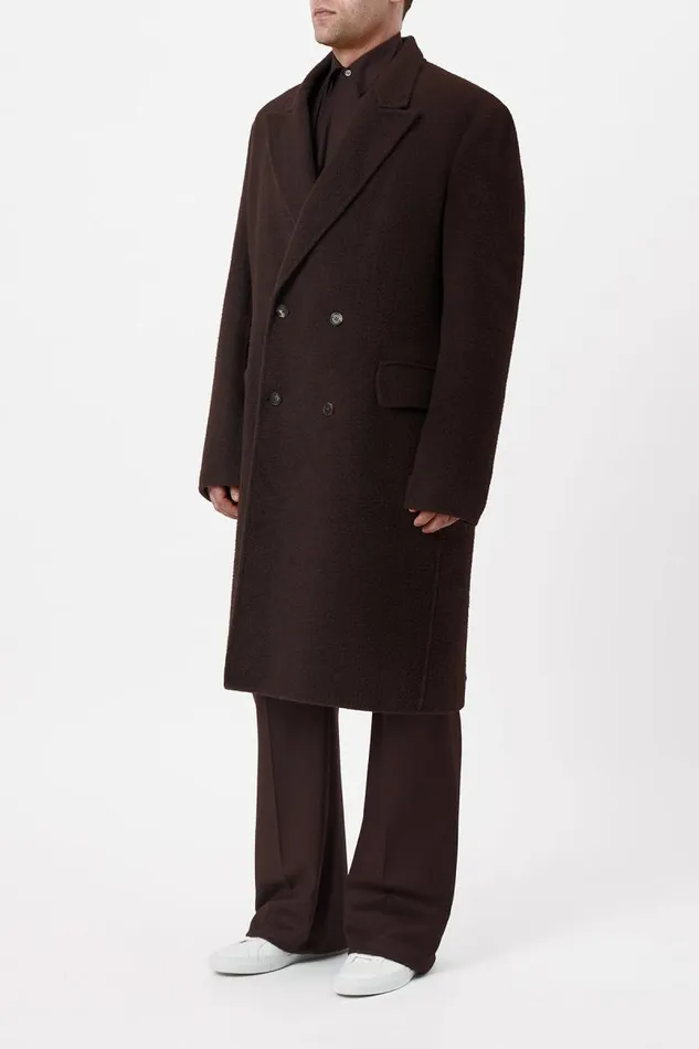 Gabriela Hearst Jackets and Outerwear Men Mcaffrey Coat In Chocolate DoubleFace Recycled Cashmere