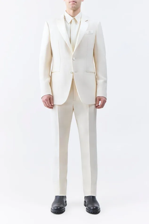 Gabriela Hearst Jackets and Outerwear Men Nicolson Jacket In Ivory Wool Silk Cady