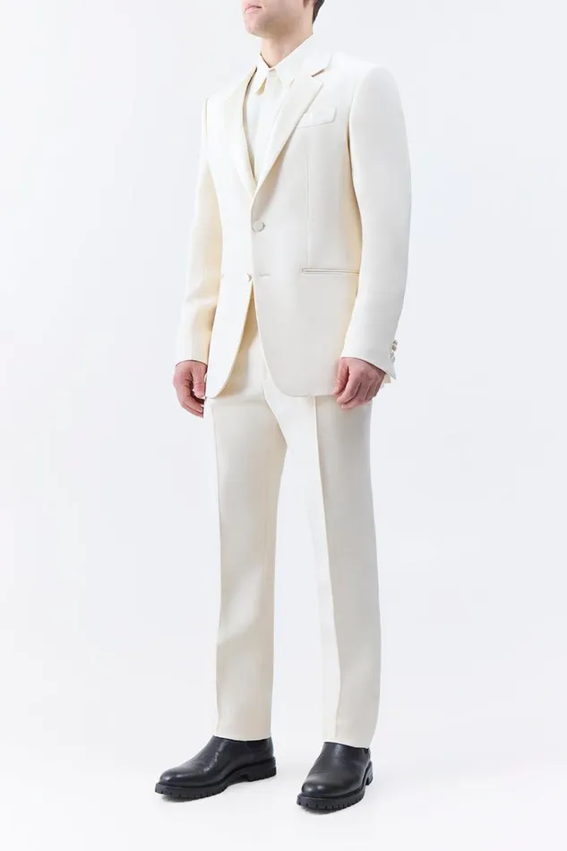 Gabriela Hearst Jackets and Outerwear Men Nicolson Jacket In Ivory Wool Silk Cady