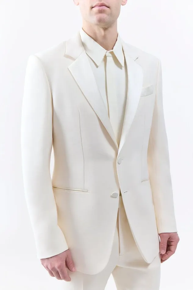 Gabriela Hearst Jackets and Outerwear Men Nicolson Jacket In Ivory Wool Silk Cady