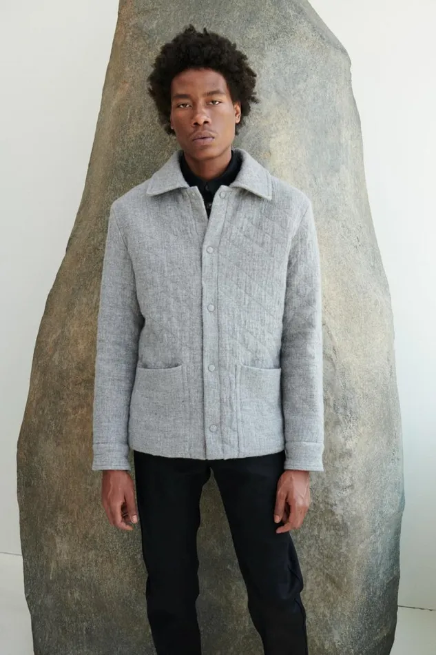 Gabriela Hearst Jackets and Outerwear Men Skye Paddock Jacket In Light Grey Melange Cashmere Linen