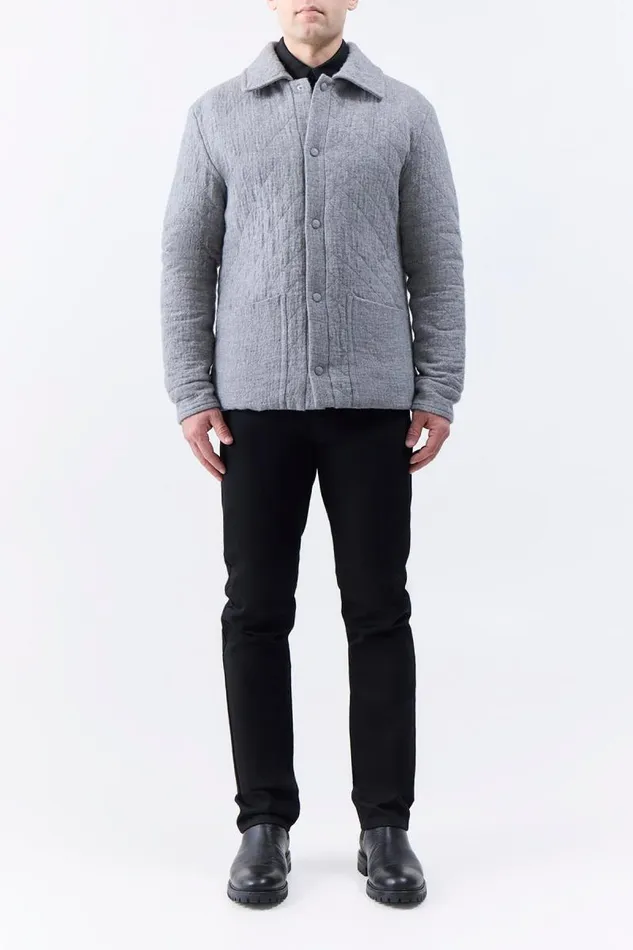 Gabriela Hearst Jackets and Outerwear Men Skye Paddock Jacket In Light Grey Melange Cashmere Linen