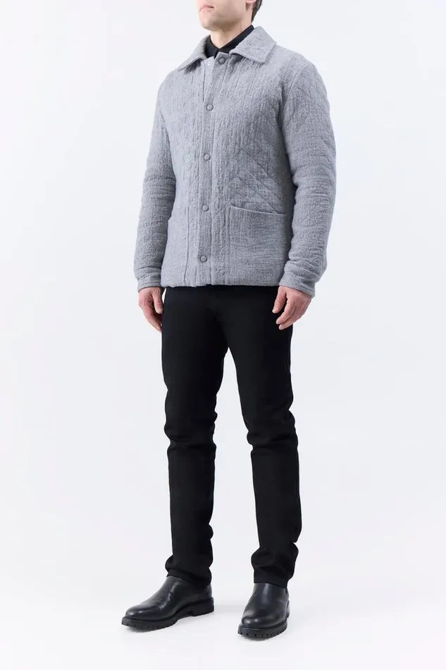 Gabriela Hearst Jackets and Outerwear Men Skye Paddock Jacket In Light Grey Melange Cashmere Linen