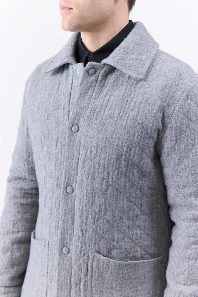 Gabriela Hearst Jackets and Outerwear Men Skye Paddock Jacket In Light Grey Melange Cashmere Linen
