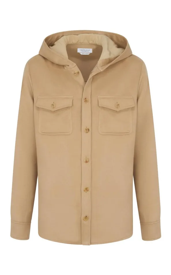 Gabriela Hearst Jackets and Outerwear Men Swift Hoodie Shirt In Camel Winter Silk Gabriela Hearst Jackets and Outerwear Men Swift Hoodie Shirt In Camel Winter Silk