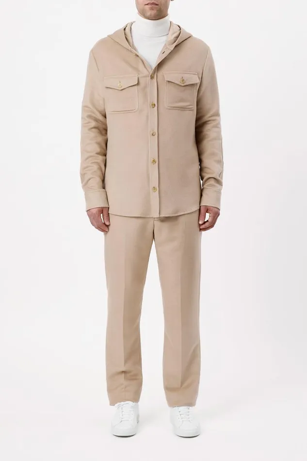 Gabriela Hearst Jackets and Outerwear Men Swift Hoodie Shirt In Camel Winter Silk