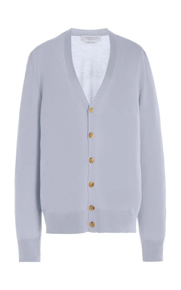 Gabriela Hearst Knitwear Men Duke Knit Cardigan In Halogen Blue Cashmere