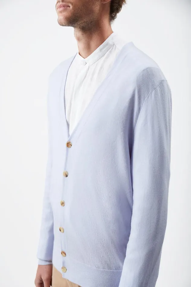 Gabriela Hearst Knitwear Men Duke Knit Cardigan In Halogen Blue Cashmere