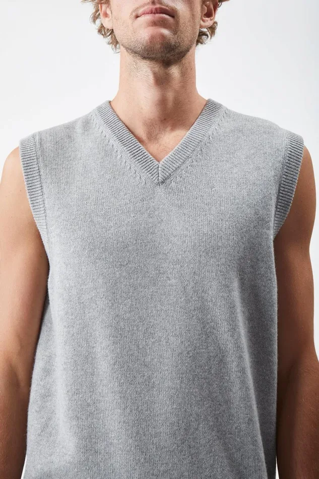 Gabriela Hearst Knitwear Men Fielding Knit Vest In Heather Grey Cashmere