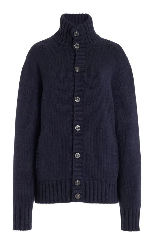 Gabriela Hearst Knitwear Men Jacobo Knit Turtleneck Cardigan In Dark Navy Cashmere Gabriela Hearst Knitwear Men Jacobo Knit Turtleneck Cardigan In Dark Navy Cashmere