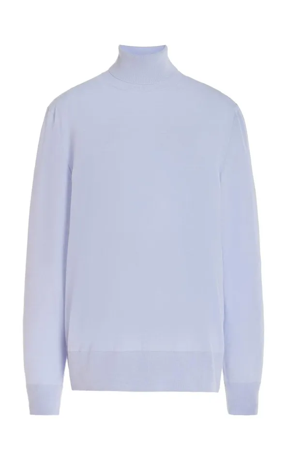 Gabriela Hearst Knitwear Men Jermaine Knit Turtleneck In Halogen Blue Merino Wool Gabriela Hearst Knitwear Men Jermaine Knit Turtleneck In Halogen Blue Merino Wool