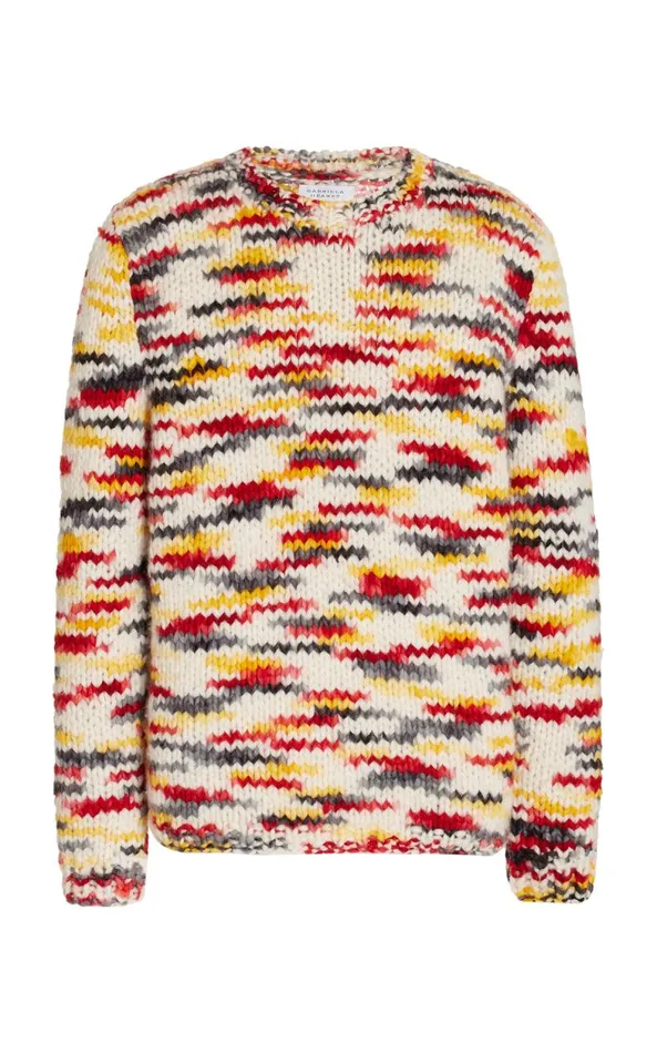 Gabriela Hearst Knitwear Men Lawrence Knit Sweater In Space Dye Fire Multi Welfat Cashmere Gabriela Hearst Knitwear Men Lawrence Knit Sweater In Space Dye Fire Multi Welfat Cashmere