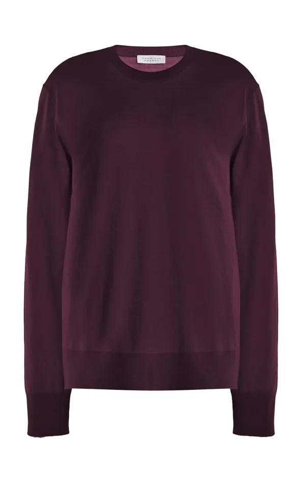 Gabriela Hearst Knitwear Men Palco Knit Crewneck In Deep Bordeaux Merino Wool Gabriela Hearst Knitwear Men Palco Knit Crewneck In Deep Bordeaux Merino Wool