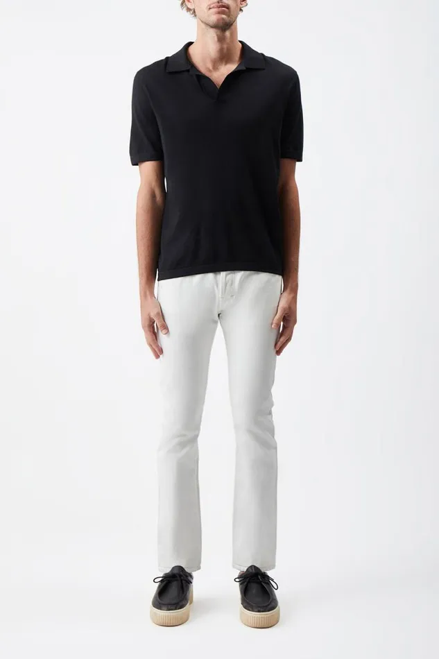 Gabriela Hearst Knitwear Men Stendhal Knit Short Sleeve Polo In Black Cashmere