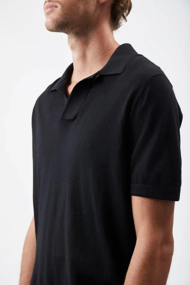 Gabriela Hearst Knitwear Men Stendhal Knit Short Sleeve Polo In Black Cashmere