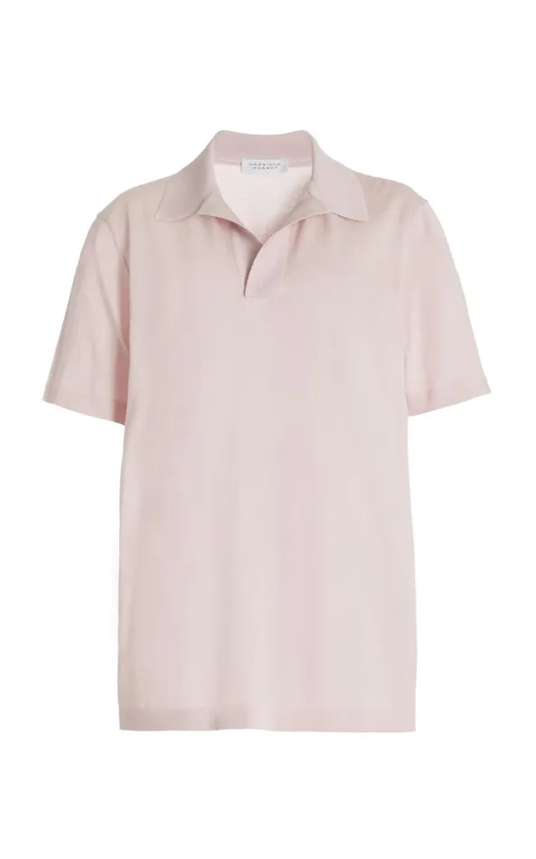 Gabriela Hearst Knitwear Men Stendhal Knit Short Sleeve Polo In Blush Cashmere Gabriela Hearst Knitwear Men Stendhal Knit Short Sleeve Polo In Blush Cashmere