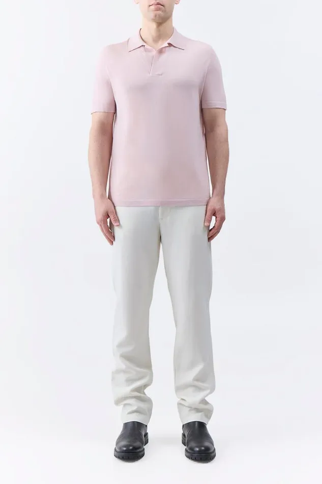 Gabriela Hearst Knitwear Men Stendhal Knit Short Sleeve Polo In Blush Cashmere