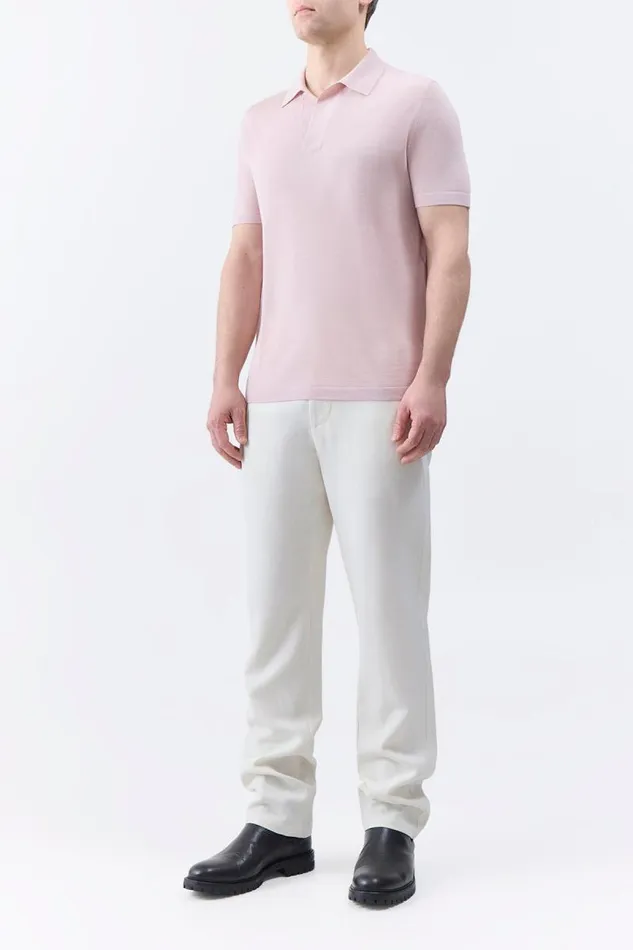 Gabriela Hearst Knitwear Men Stendhal Knit Short Sleeve Polo In Blush Cashmere
