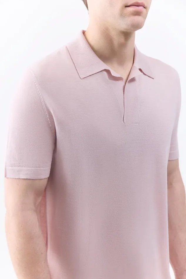 Gabriela Hearst Knitwear Men Stendhal Knit Short Sleeve Polo In Blush Cashmere