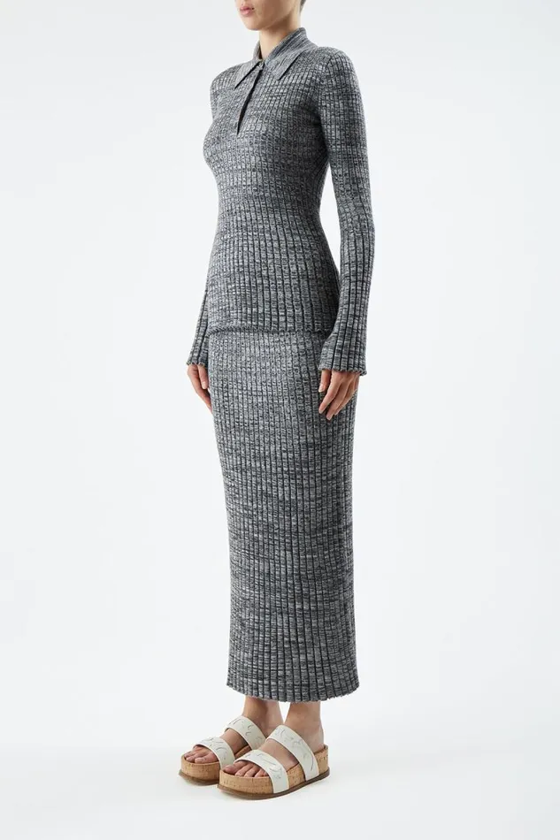 Gabriela Hearst Knitwear Women Alam Knit Polo In Charcoal Melange Cashmere