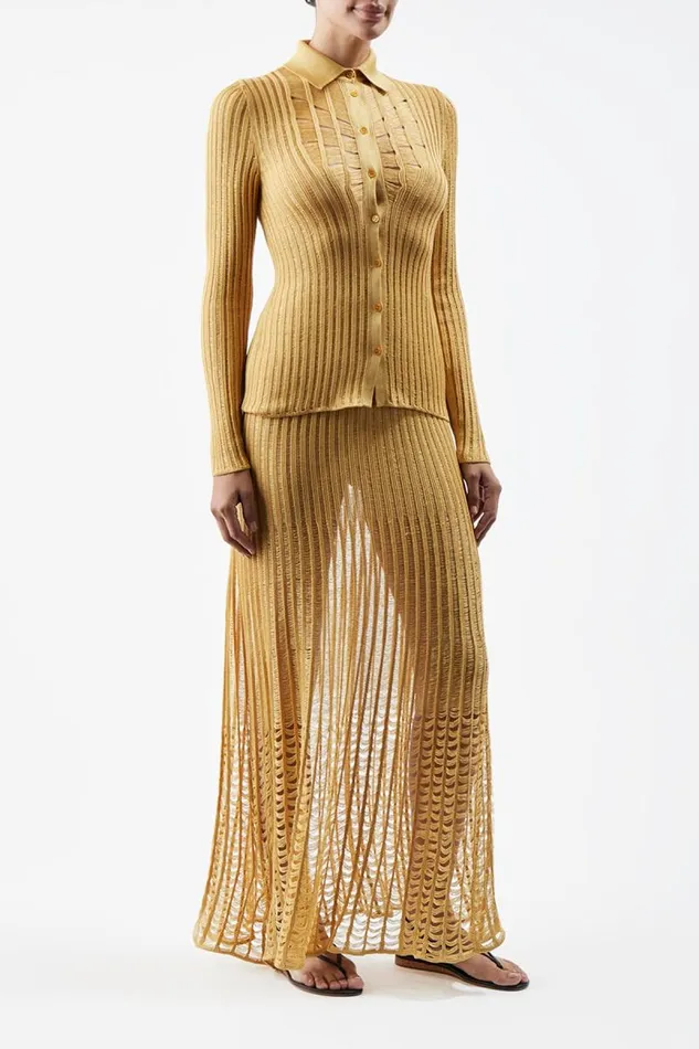 Gabriela Hearst Knitwear Women Althea Knit Skirt In Gold Shappe Silk