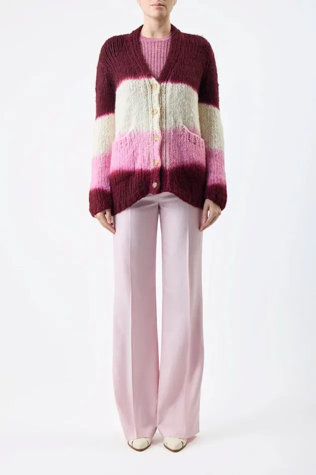 Gabriela Hearst Knitwear Women Amelia Knit Cardigan In Dip Dye Bordeaux Multi Welfat Cashmere