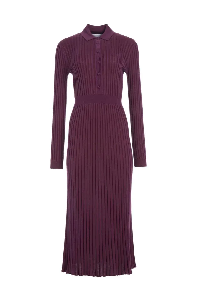 Gabriela Hearst Knitwear Women Ardor Knit Dress In Italian Plum Cashmere Silk Gabriela Hearst Knitwear Women Ardor Knit Dress In Italian Plum Cashmere Silk