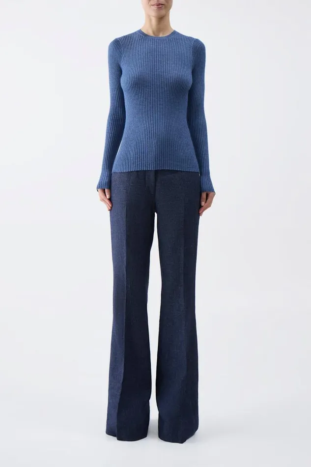 Gabriela Hearst Knitwear Women Browning Knit Sweater In Denim Blue Cashmere Silk