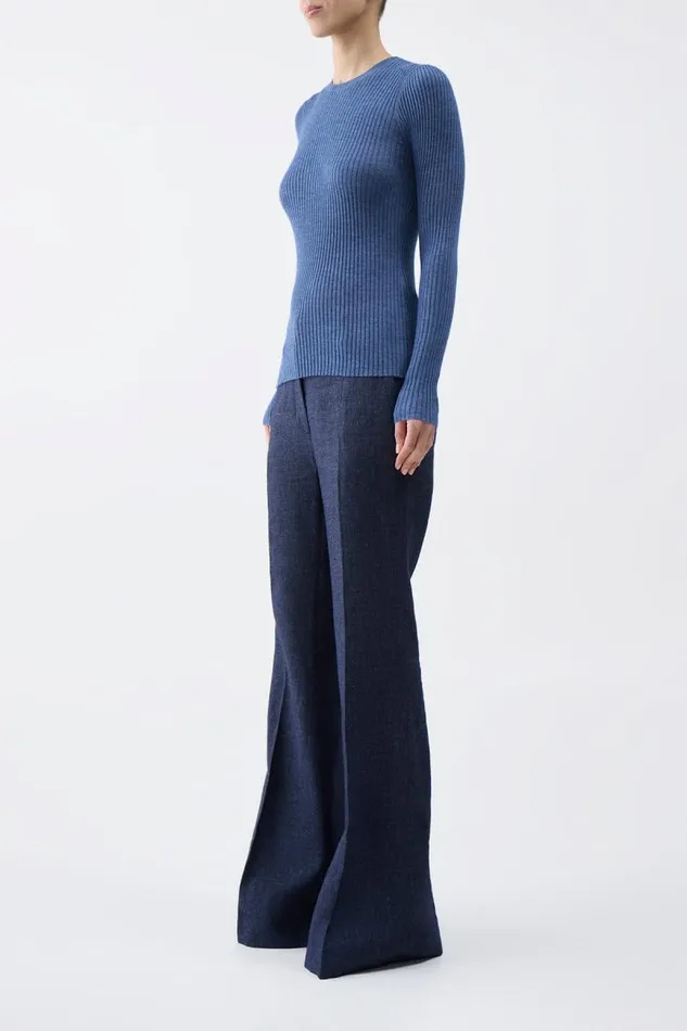 Gabriela Hearst Knitwear Women Browning Knit Sweater In Denim Blue Cashmere Silk