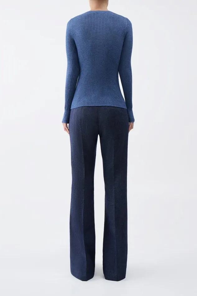 Gabriela Hearst Knitwear Women Browning Knit Sweater In Denim Blue Cashmere Silk