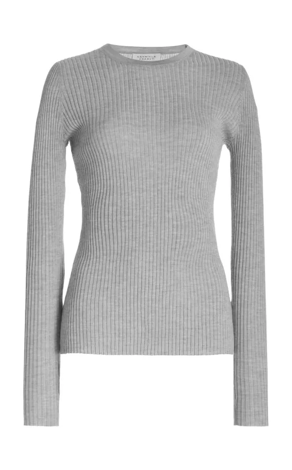 Gabriela Hearst Knitwear Women Browning Knit Sweater In Heather Grey Cashmere Silk Gabriela Hearst Knitwear Women Browning Knit Sweater In Heather Grey Cashmere Silk
