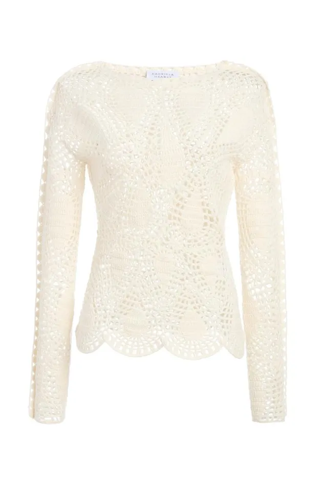 Gabriela Hearst Knitwear Women Capps Crochet Top In Ivory Wool Cashmere