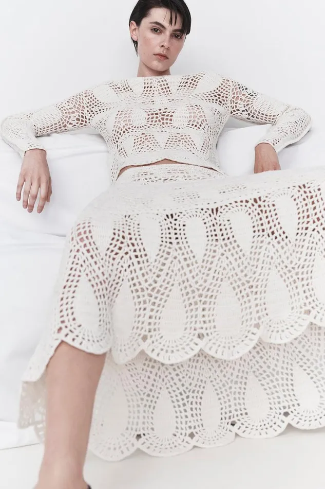 Gabriela Hearst Knitwear Women Capps Crochet Top In Ivory Wool Cashmere