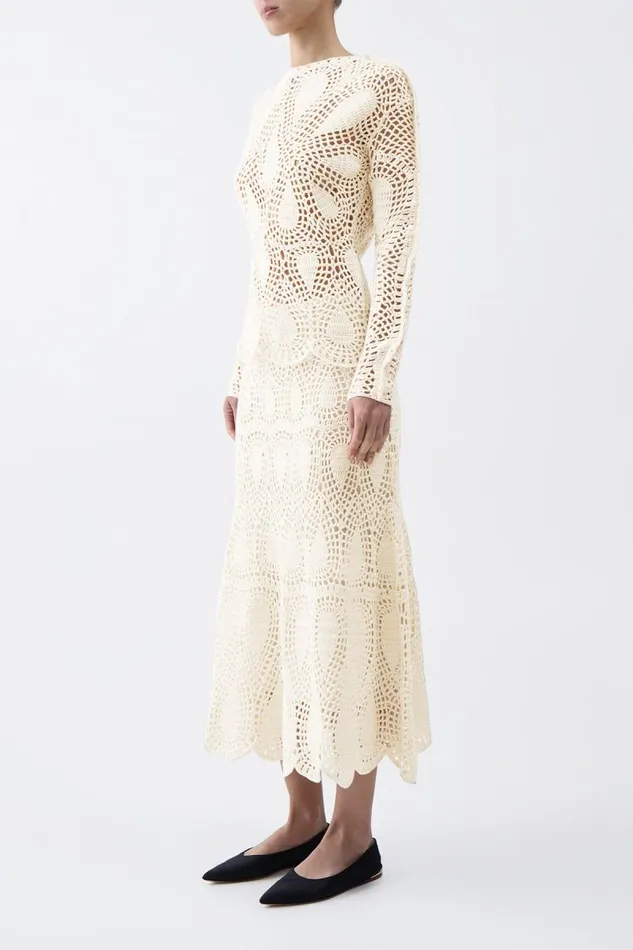 Gabriela Hearst Knitwear Women Capps Crochet Top In Ivory Wool Cashmere