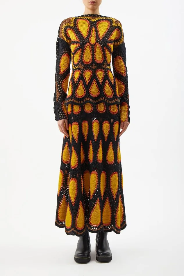 Gabriela Hearst Knitwear Women Cleo Crochet Skirt In Fire Multi Cashmere