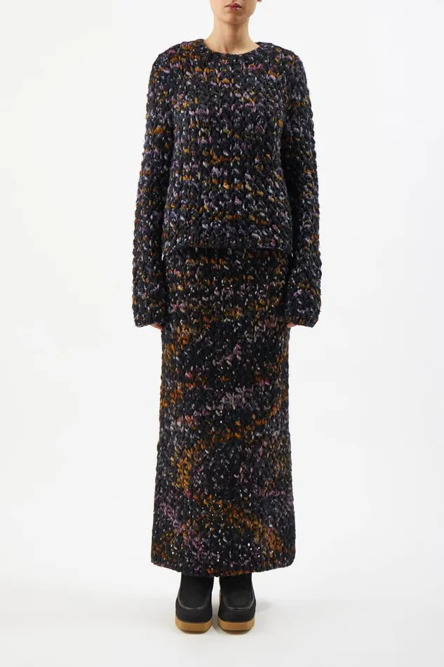 Gabriela Hearst Knitwear Women Collin Knit Skirt In Space Dye Black Multi Welfat Cashmere