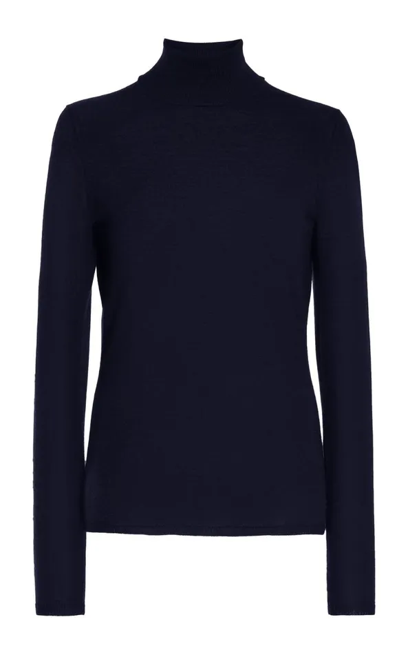 Gabriela Hearst Knitwear Women Costa Knit Turtleneck In Dark Navy Cashmere Silk Gabriela Hearst Knitwear Women Costa Knit Turtleneck In Dark Navy Cashmere Silk