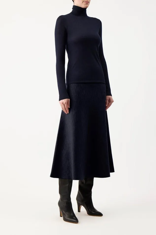 Gabriela Hearst Knitwear Women Costa Knit Turtleneck In Dark Navy Cashmere Silk