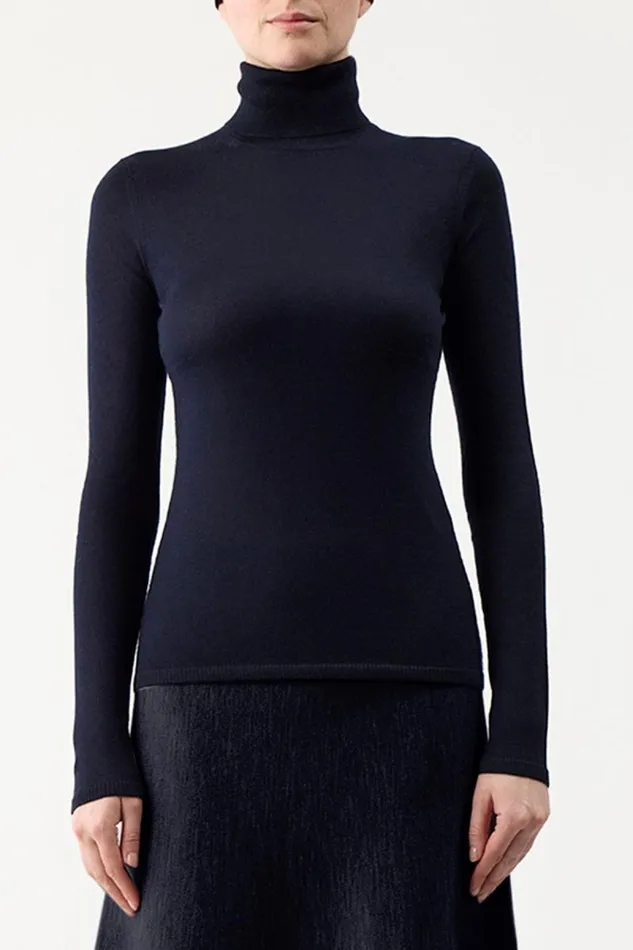 Gabriela Hearst Knitwear Women Costa Knit Turtleneck In Dark Navy Cashmere Silk