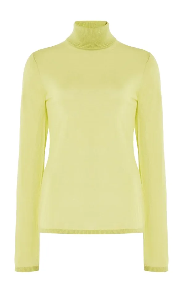 Gabriela Hearst Knitwear Women Costa Knit Turtleneck In Lime Adamite Cashmere Silk Gabriela Hearst Knitwear Women Costa Knit Turtleneck In Lime Adamite Cashmere Silk