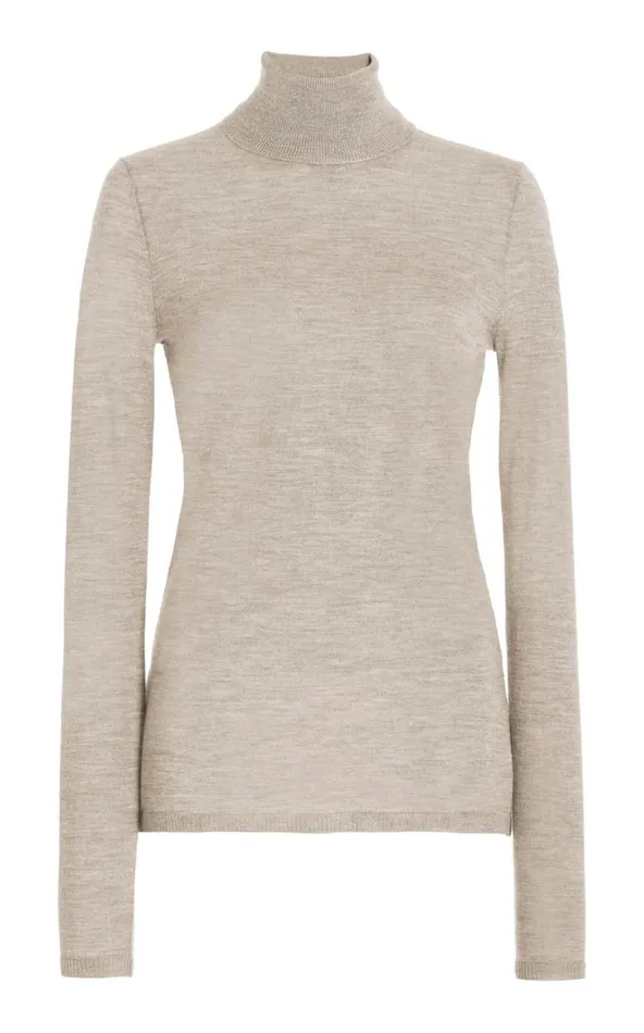 Gabriela Hearst Knitwear Women Costa Knit Turtleneck In Oatmeal Cashmere Silk Gabriela Hearst Knitwear Women Costa Knit Turtleneck In Oatmeal Cashmere Silk