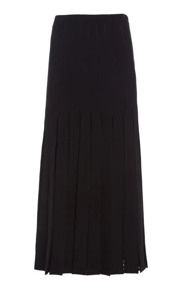 Gabriela Hearst Knitwear Women Debutante Knit Pleated Skirt In Black Merino Wool Gabriela Hearst Knitwear Women Debutante Knit Pleated Skirt In Black Merino Wool