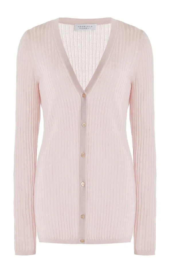 Gabriela Hearst Knitwear Women Emma Pointelle Knit Cardigan In Blush Cashmere Silk Gabriela Hearst Knitwear Women Emma Pointelle Knit Cardigan In Blush Cashmere Silk
