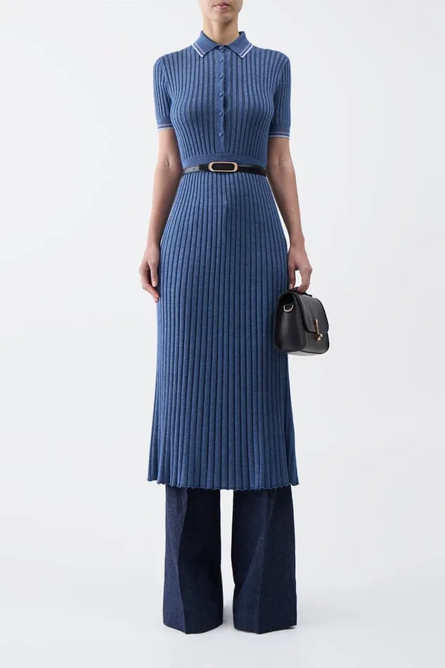 Gabriela Hearst Knitwear Women Eyot Knit Dress In Denim Blue Cashmere Silk