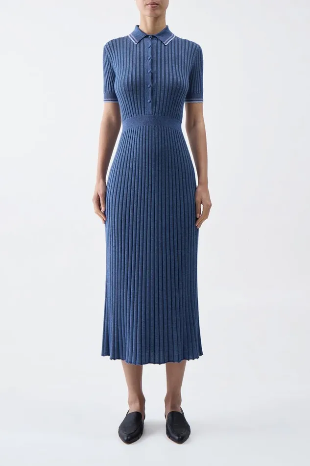 Gabriela Hearst Knitwear Women Eyot Knit Dress In Denim Blue Cashmere Silk